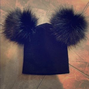 Accessories - Baby girl black double Pom hat Accessories - Baby girl black double Pom hat
